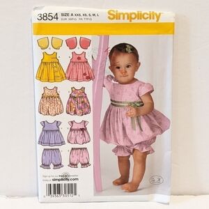 2/$20 Simplicity 3854 pattern baby dress jumper